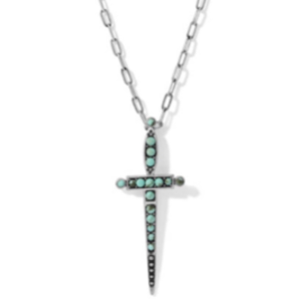 Vanessa Mooney Romeo Dagger Turquoise Tarnished Silver Necklace